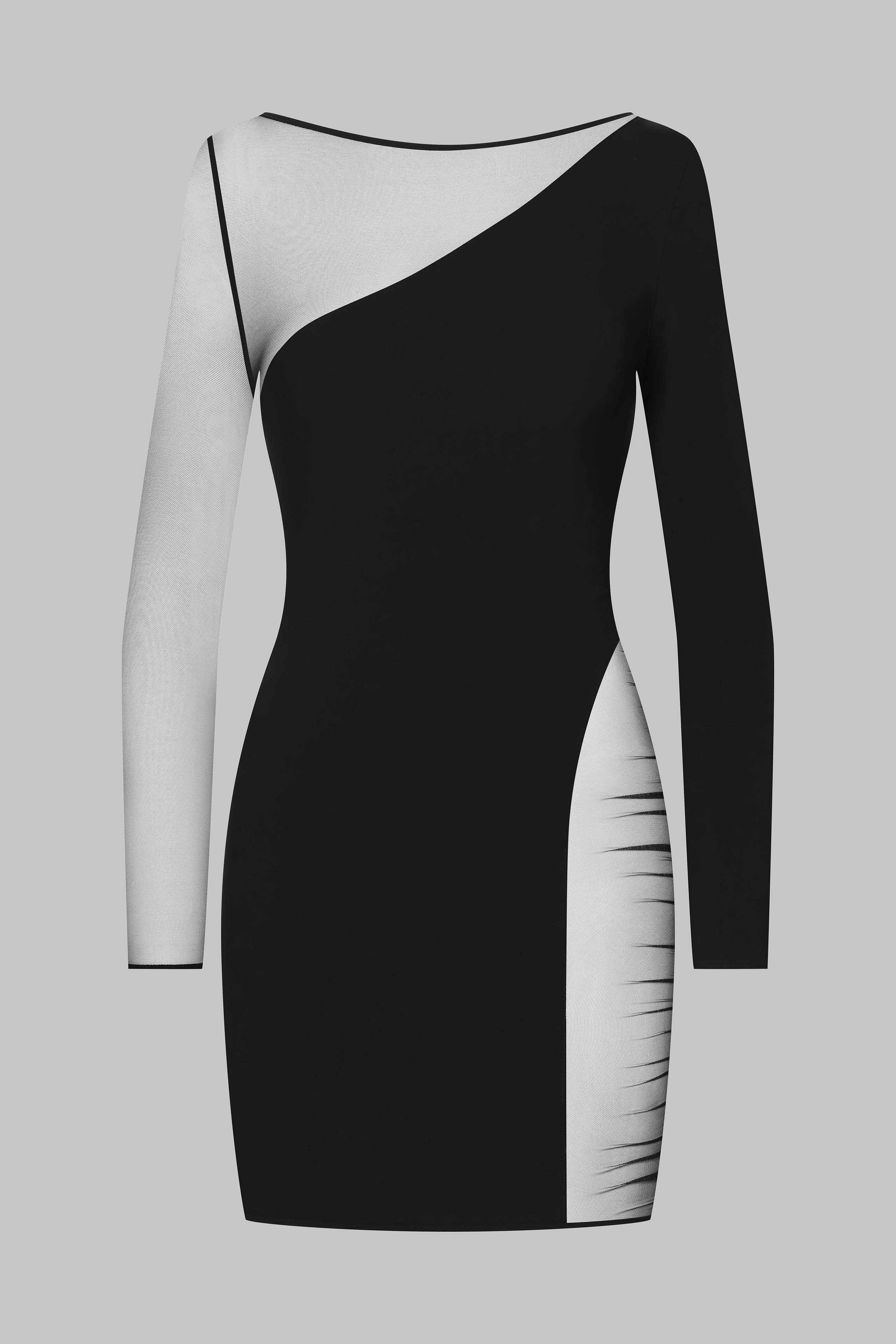 Long sleeves asymetric dress - Nuit Fauve