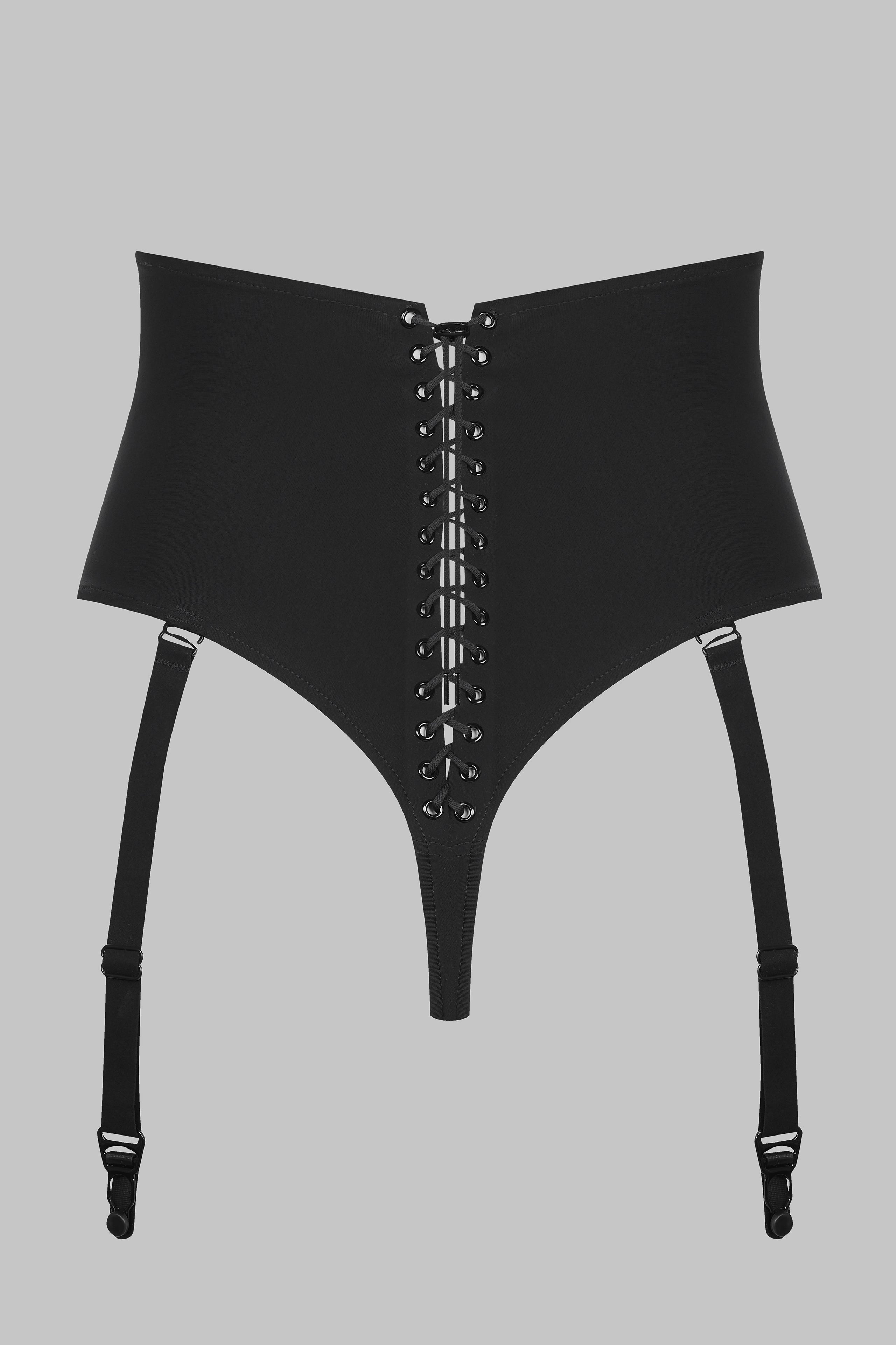 High waist tanga with suspenders - Nuit Infinie