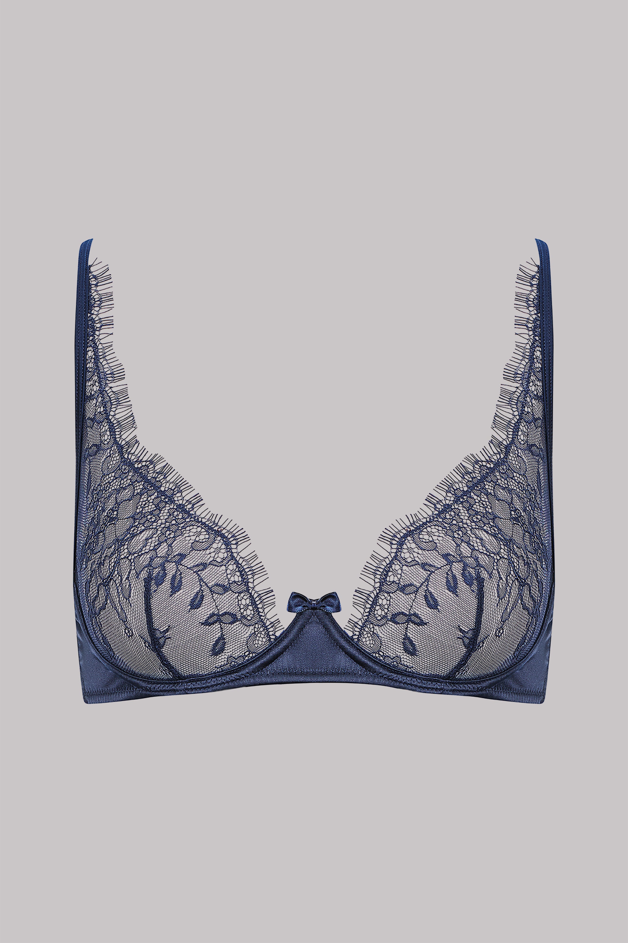 Mari Lace Ouvert Wire Cupless Bra Navy Blue – Bordelle