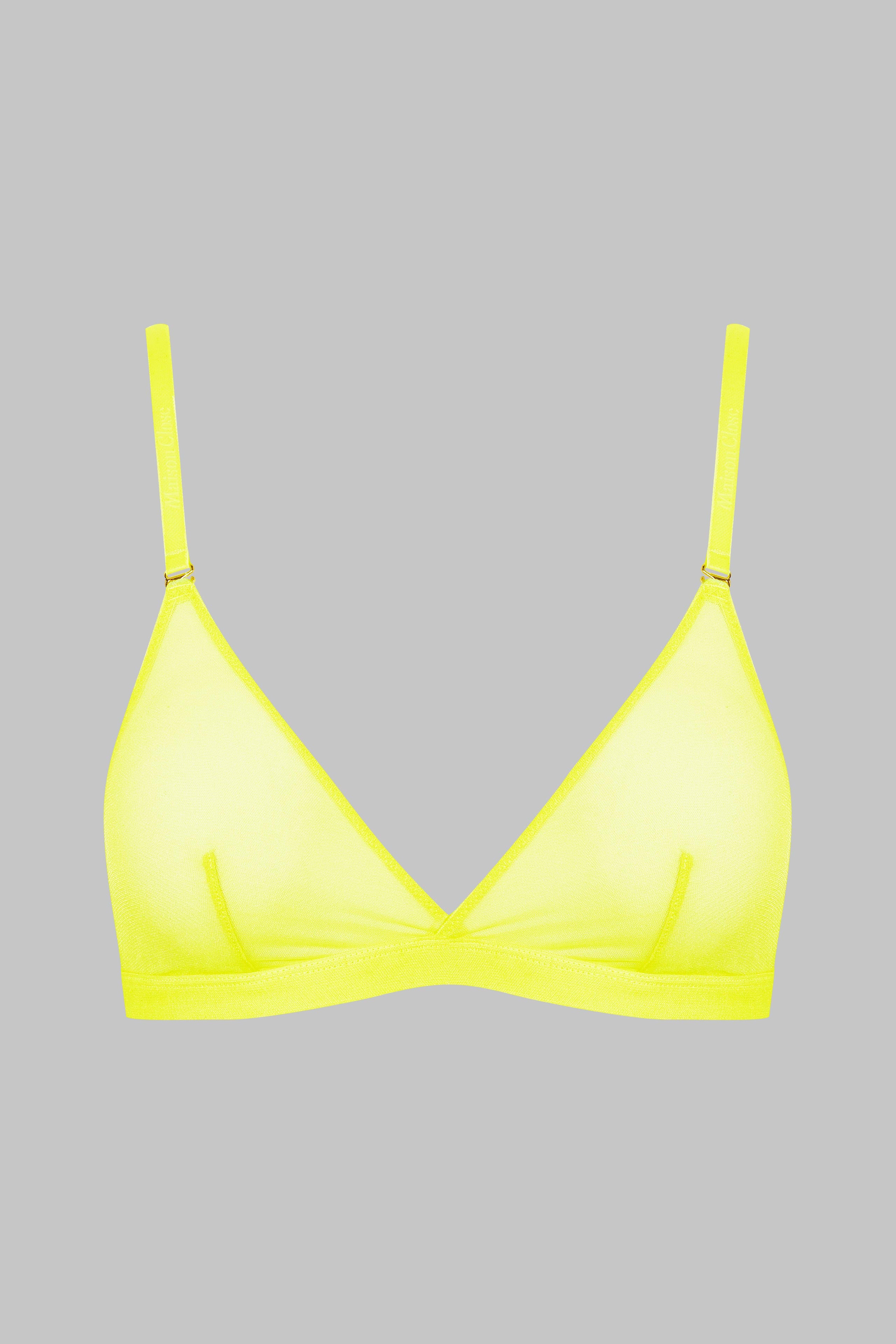 New BCBGeneration Womens The Count on Me Crop Bra, Transparent Yellow, Large