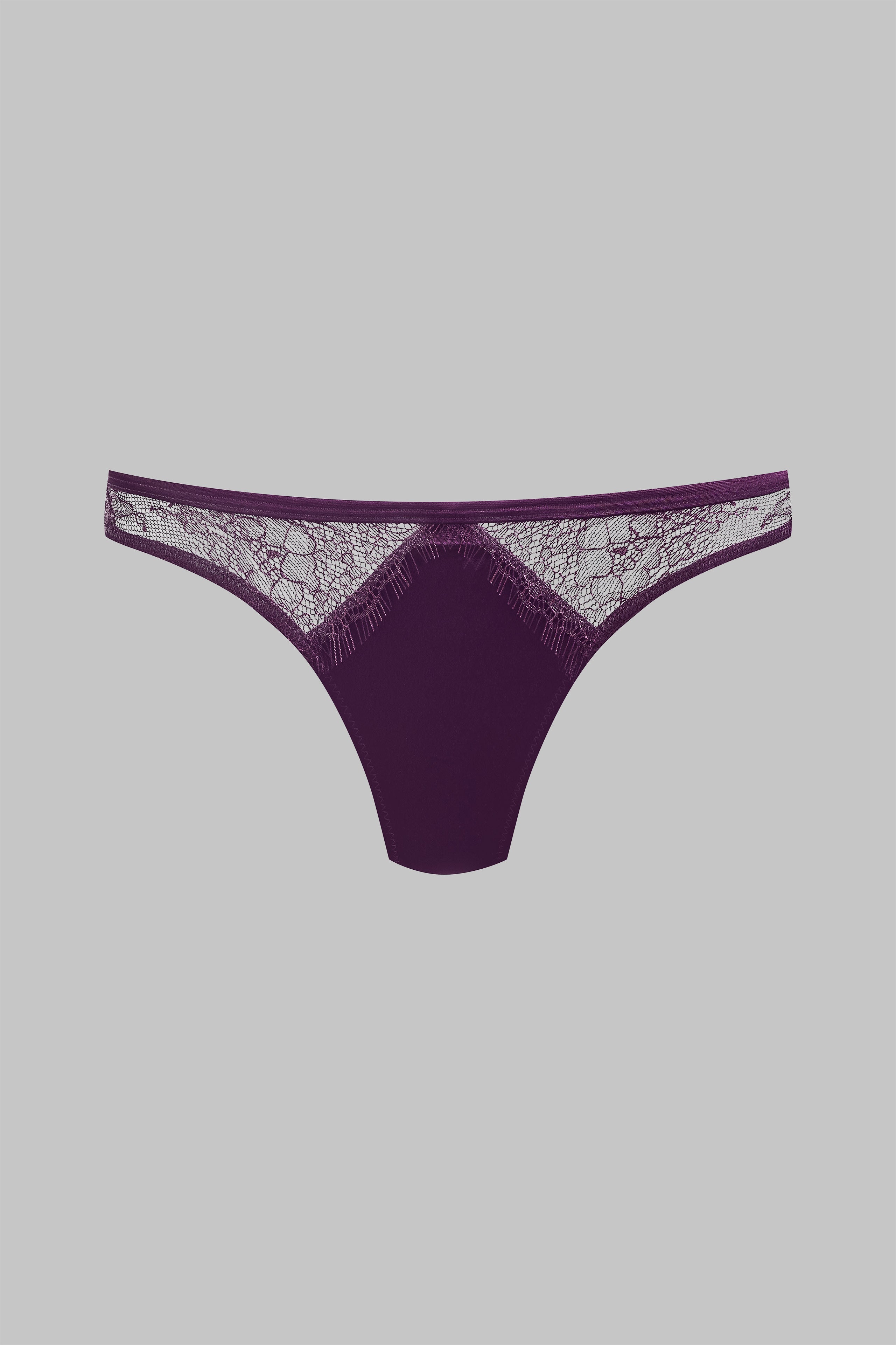 Amante Purple Lace Pattern Thong Panty